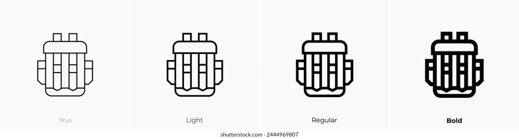 backpack icon. Thin, Light Regular And Bold style design isolated on white background