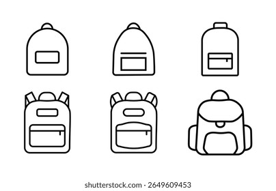 Backpack icon in thin line. Line and glyph school bag icon. Backpack vector
