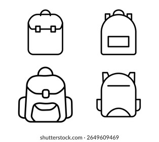 Backpack icon in thin line. Line and glyph school bag icon. Backpack vector
