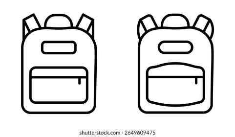 Backpack icon in thin line. Line and glyph school bag icon. Backpack vector
