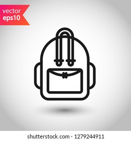 Backpack icon. Tourist bag vector sign. EPS 10 flat symbol. Bag line icon. 