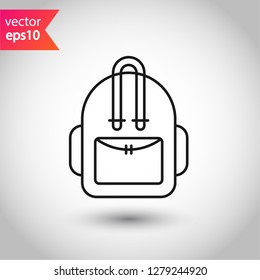 Backpack icon. Tourist bag vector sign. EPS 10 flat symbol. Bag line icon. 