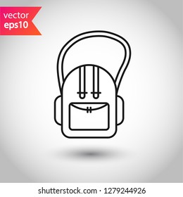 Backpack icon. Tourist bag vector sign. EPS 10 flat symbol. Bag line icon. 