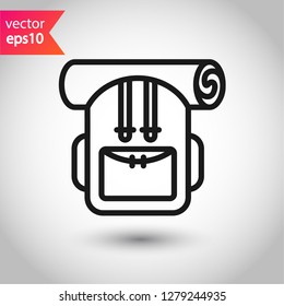 Backpack icon. Tourist bag vector sign. EPS 10 flat symbol. Bag line icon. 