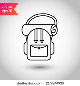 Backpack icon. Tourist bag vector sign. EPS 10 flat symbol. Bag line icon. 