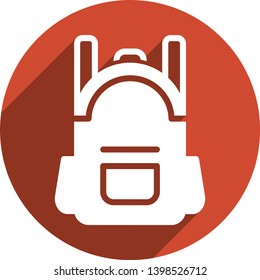 Backpack icon. Touristic camping bag. Rucksack symbol. Adventure, Hiking and Camping illustration. Knapsack. Schoolbag. Sack. Vector illustration.