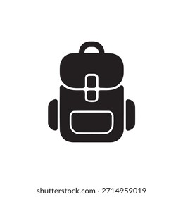 Rucksacksymbol. Fahrsymbol. ein Rucksack für den Urlaub. langer Urlaub, Strand, Berg. Flacher Design-Stil