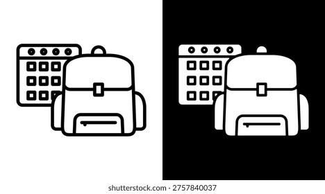 Backpack Icon. Two-Tone Version On Black And White Background