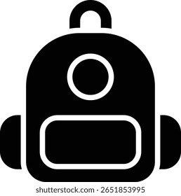 O ícone de mochila é usado em contextos relacionados a viagens, escola, caminhadas ou aventura.