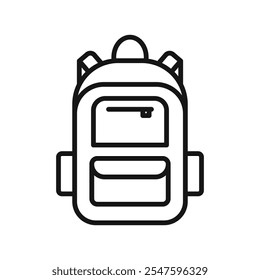 Ícone de mochila Ilustração de linha fina plana do vetor