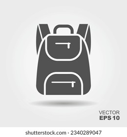 Backpack icon. Vector illustration. Flat symbol of camping with shadow.