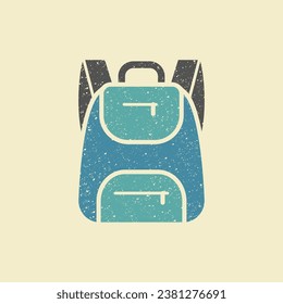 Backpack icon. Vector illustration. Flat symbol of camping in retro style