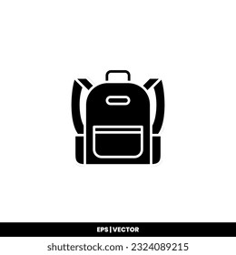 Plantilla de logotipo de ilustración vectorial de icono de mochila para muchos fines. Aislado sobre fondo blanco.
