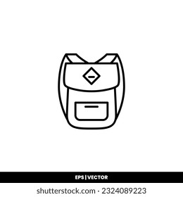 Backpack icon vector illustration logo template for many purpose. Isolated on white background.