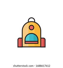 backpack icon vector illustration. backpack icon with primery color. filled outline style