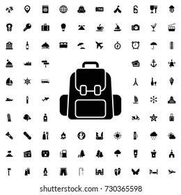 Backpack icon vector isolated on white background. set of filled tourism icons.