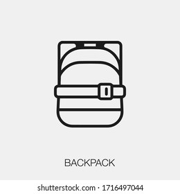 backpack icon vector. Linear style sign for mobile concept and web design. backpack symbol illustration. Pixel vector graphics - Vector.