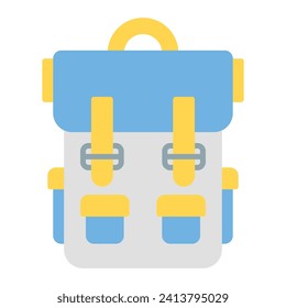 backpack icon vector or logo illustration flat color style 