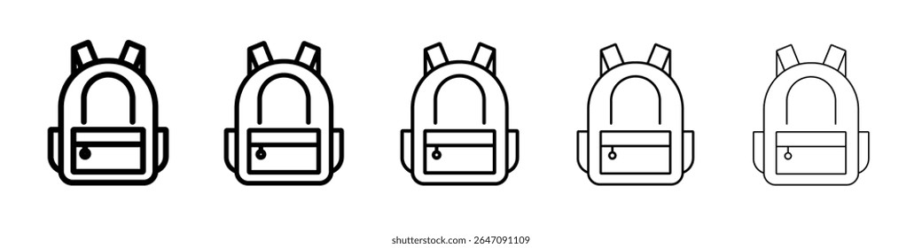 Backpack icon vector outline symbol or illustration