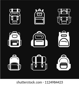 Backpack icon vector, stylized simplified symbol of rucksack