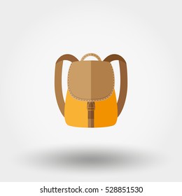 Backpack. Icon for web and mobile application. Vector illustration on a white background. Flat design style.