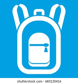 Backpack icon white isolated on blue background vector illustration
