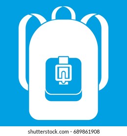 Backpack icon white isolated on blue background vector illustration