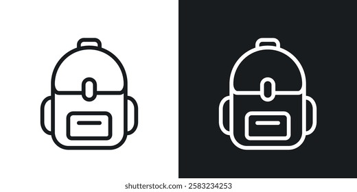 Backpack icons in black and white liner strokes for web design.