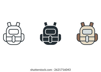 backpack icons isolated on White Background. Flat style design