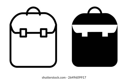 
Backpack icons. line and black solid icons. school bag icon set. Backpack collection on white background