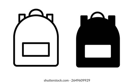 
Backpack icons. line and black solid icons. school bag icon set. Backpack collection on white background