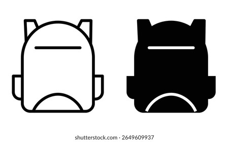 
Backpack icons. line and black solid icons. school bag icon set. Backpack collection on white background