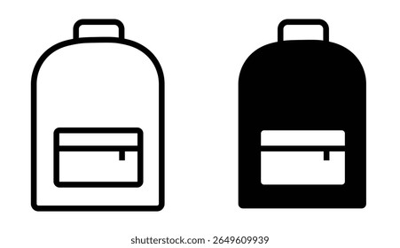 
Backpack icons. line and black solid icons. school bag icon set. Backpack collection on white background