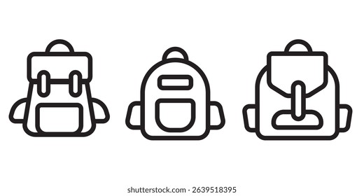 Backpack icons pack for ui designs. Vector illustration