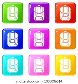 Backpack icons set 9 color collection isolated on white for any design