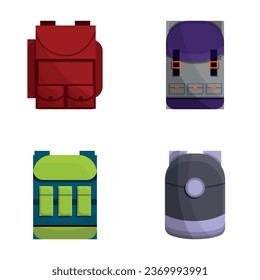 Backpack icons set cartoon vector. Various backpack. Modern accessory