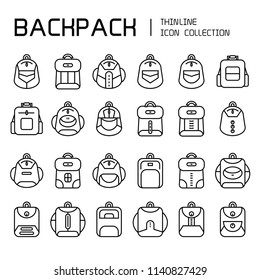 backpack icons set, line design