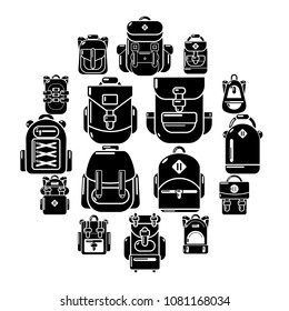 Backpack icons set. Simple illustration of 16 backpack vector icons for web