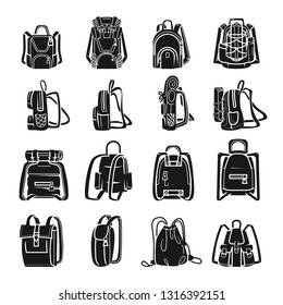 Backpack icons set. Simple set of backpack vector icons for web design on white background