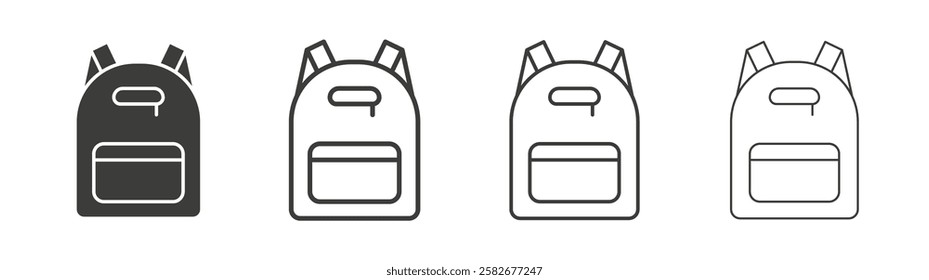Backpack icons set vectors graphic designs