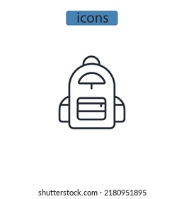 Backpack icons symbol vector elements for infographic web
