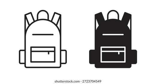Colección de Vector de iconos de mochila para Diseños web. iconos planos