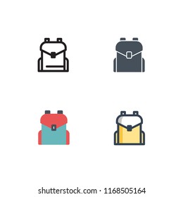 backpack icons vector with four different styles