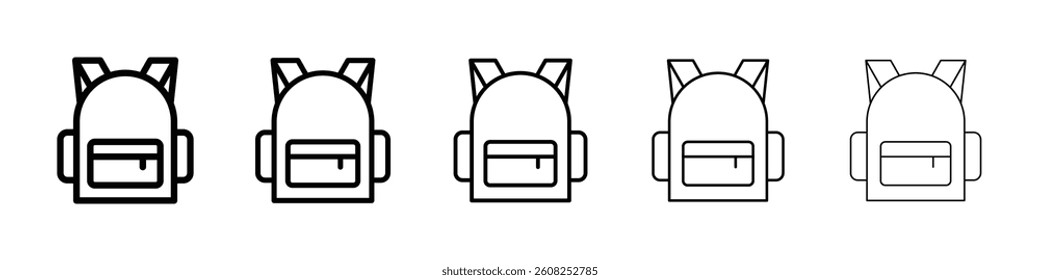 Backpack icons vectors set in different stroke lines
