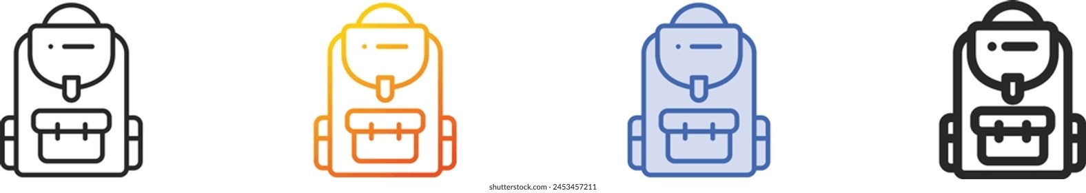 backpack icon.Thin Linear, Gradient, Blue Stroke and bold Style Design Isolated On White Background