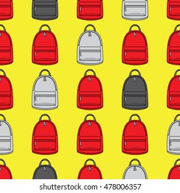 backpack, illustration, seamless, pattern, fashion