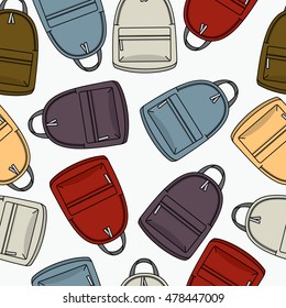 backpack, illustration, seamless, pattern, fashion