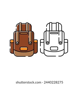 backpack illustration. white background. traveling vector icon.