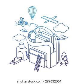 backpack imagine illustrations concept idea blue gradient