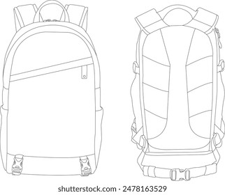 Rucksack isoliert, Rucksack, Rucksack-Vektorgrafik-Symbol, Schule-Rucksack-Linie-Symbol, Vektorgrafik-Linie-Symbol isolierter Rucksack